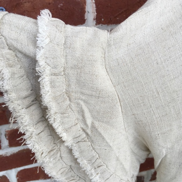 Umgee Seam Detail Linen Ruffle Fringe Edge Top (Extended Sizes)